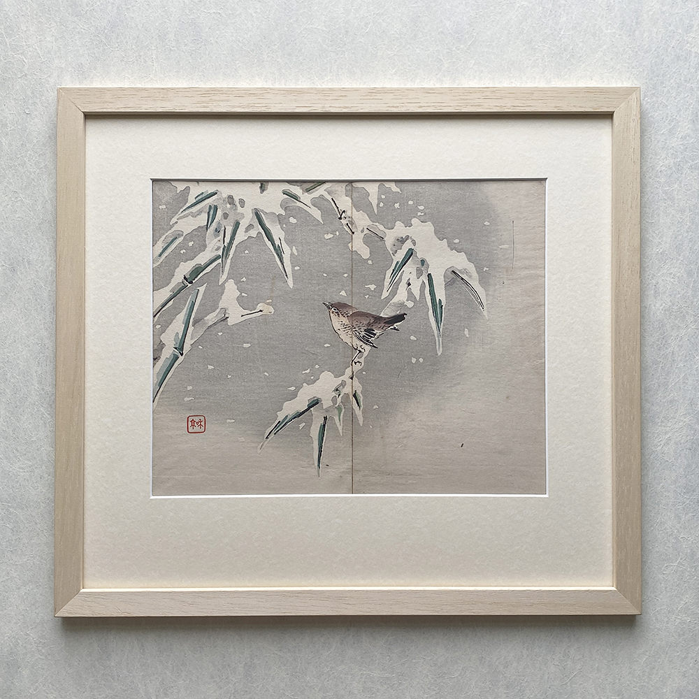 Taki Katei - Sparrow on Snowy Bamboo.