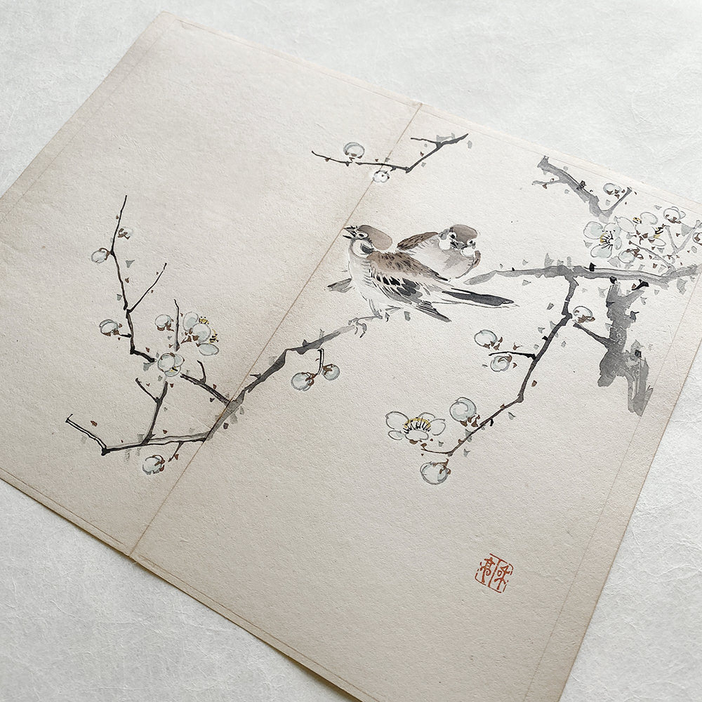 Taki Katei – Vrabci ve větvích sakury. Tansei Ippan (1894)